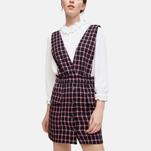 Maje Dresses & Skirts - NWT MAJE WOMEN'S CHECK TWEED MINI DRESS FUCHSIA SIZE US 8 FR 40
